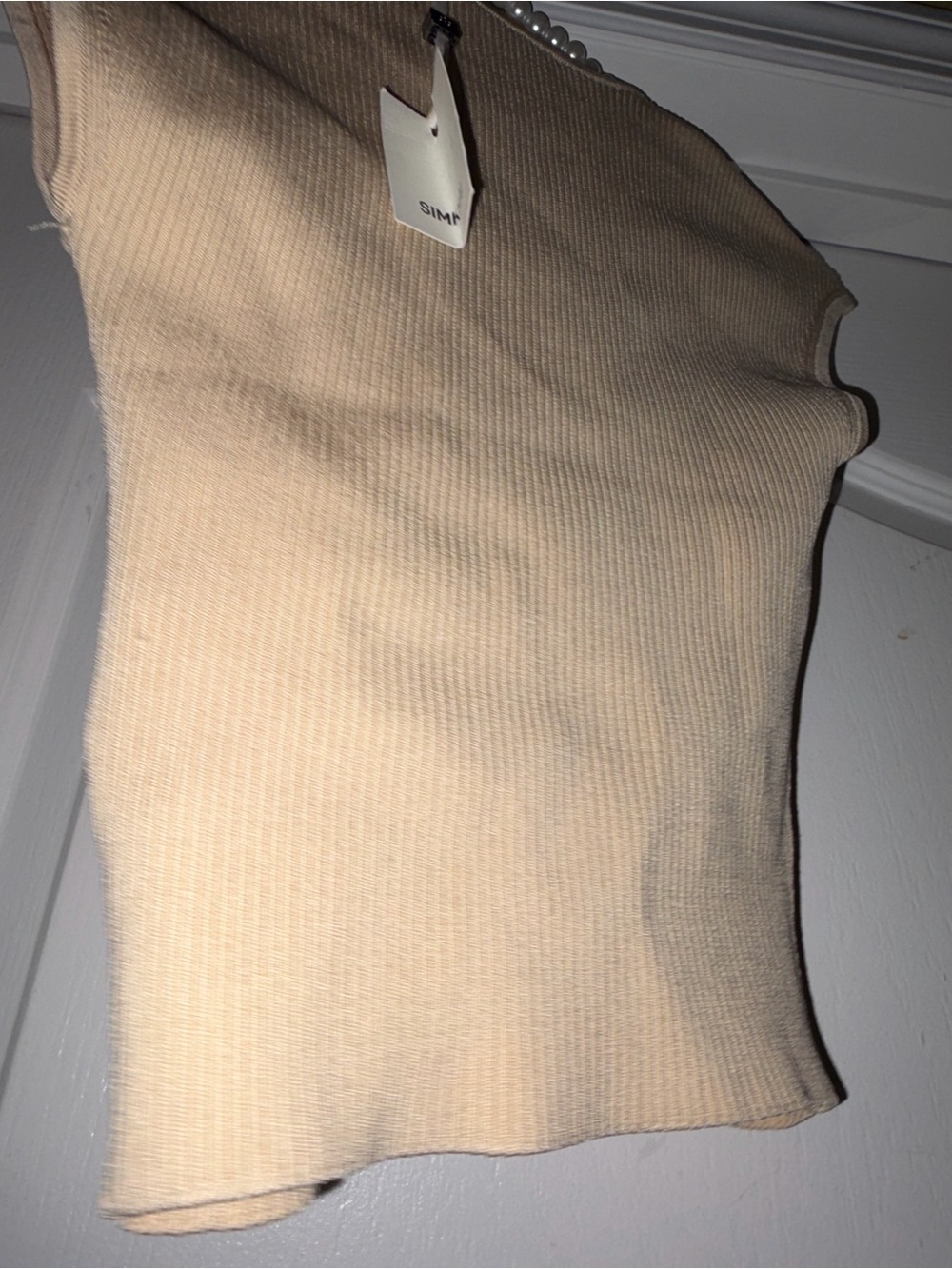 Cream Ribbed Bustier Tank Top - Picture 5 of 7